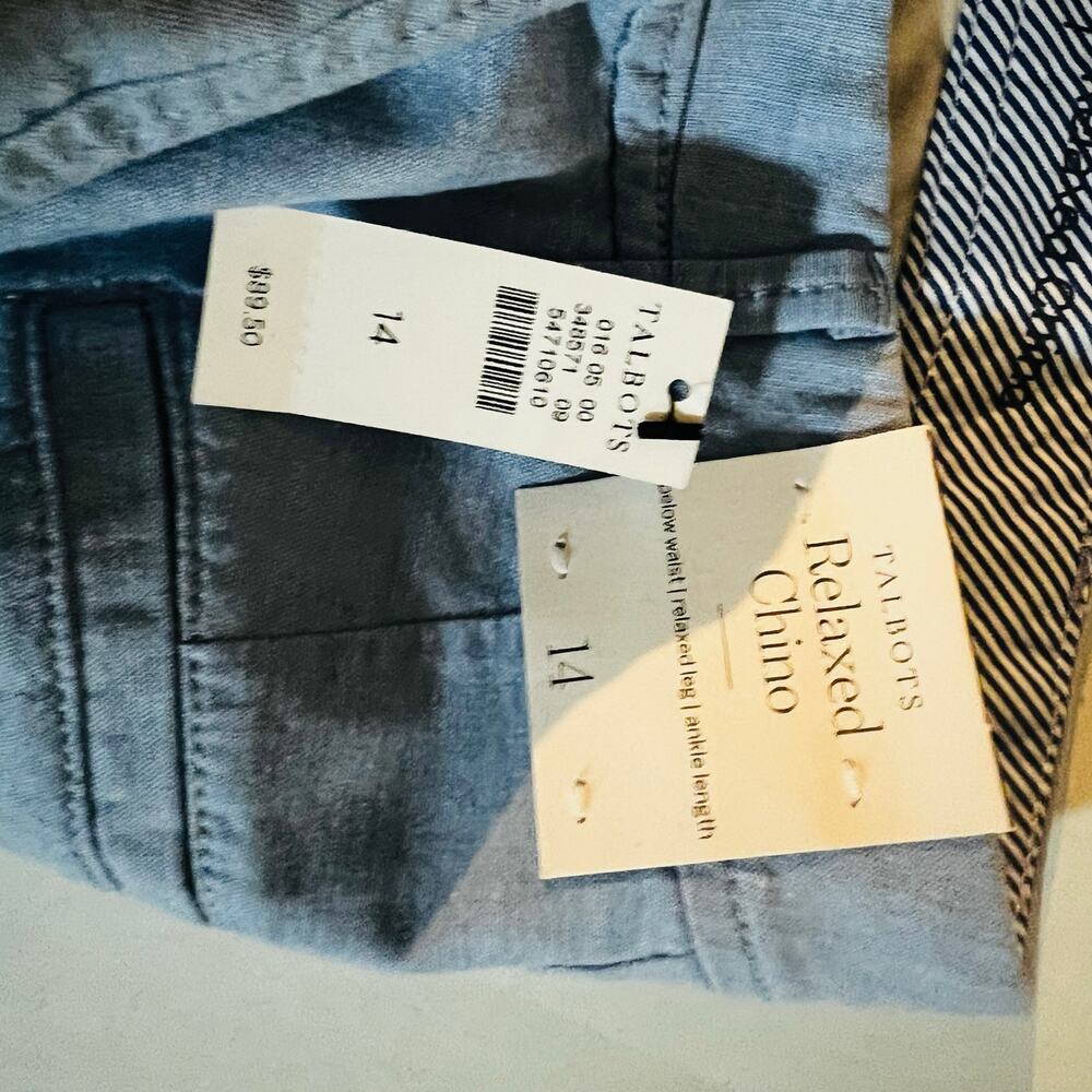 Talbots Newport Chambray Relaxed Chinos Pants Size 14 NWT Blue - Picture 5 of 12